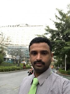 Dr. Niranjanan in front of Peking university shenzhen hospital, china